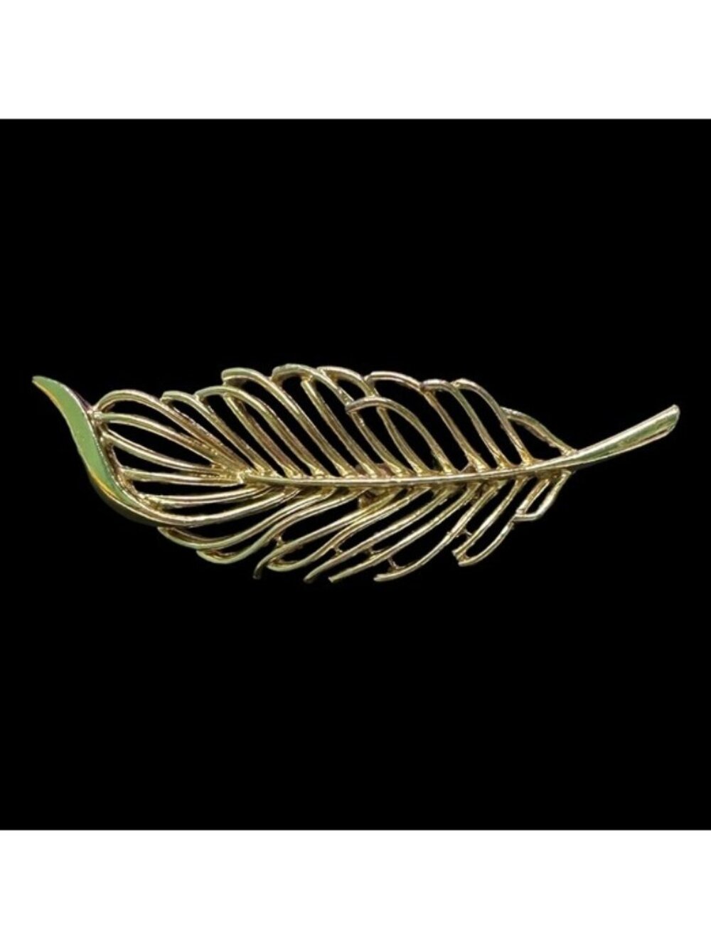 Vintage Gold-Tone Feather Brooch Pin Jewelry Accessory For Women